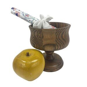 Heirloom Oak Wood Didware Nut Bowl Candy Trinket Jewelry Pedestal Vintage Bowl